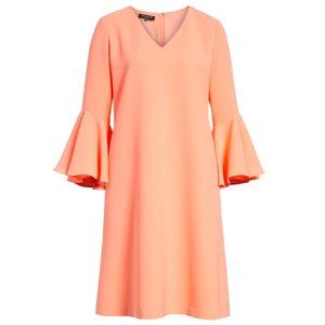 Lafayette 148 Holly Bell Sleeve Dress in Coral